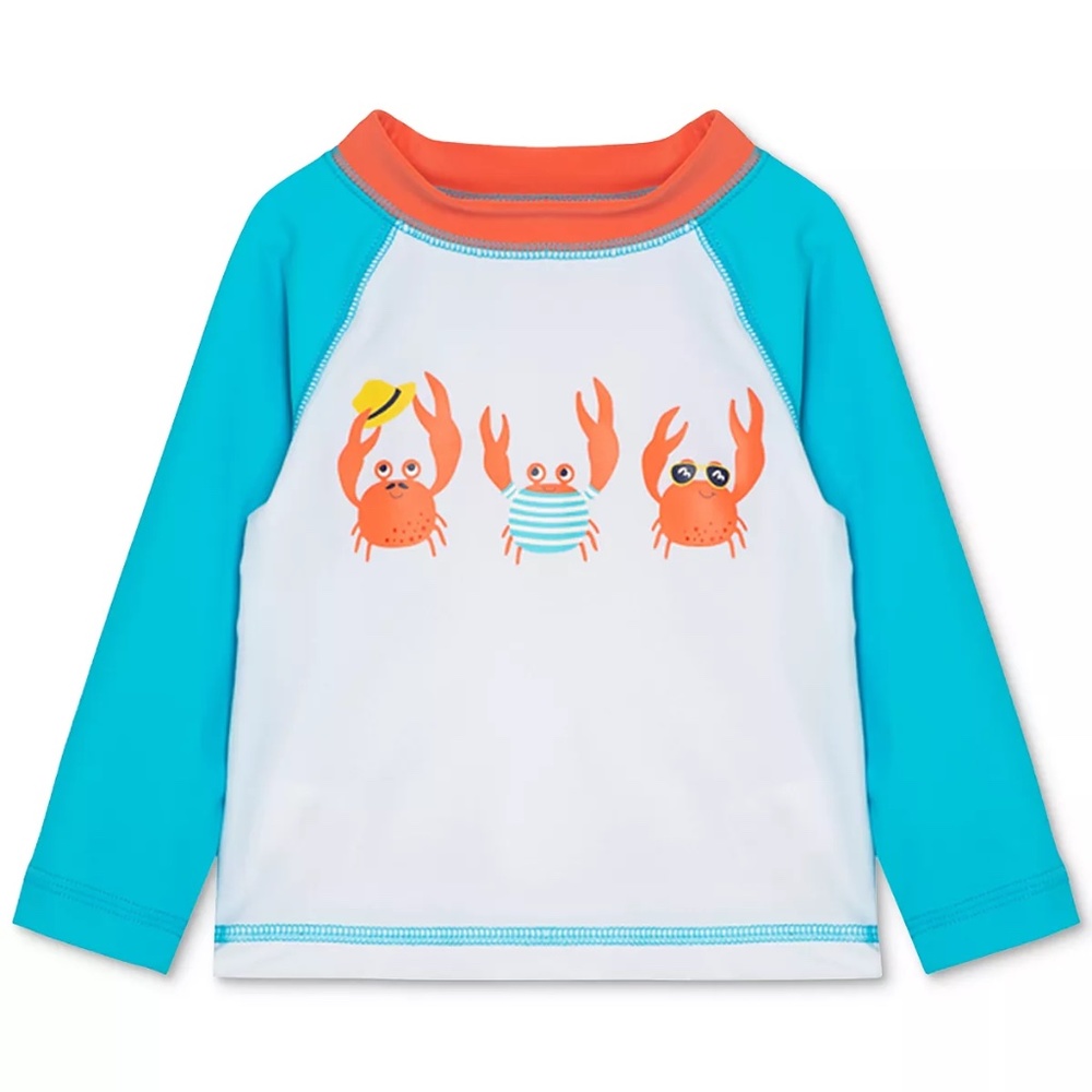 LITTLE ME Baby Boys Crab Long-Sleeve Rash Guard Top Size 4T